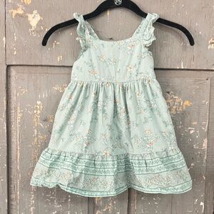 Oshkosh Floral Kids Dress in Mint Green with flowers